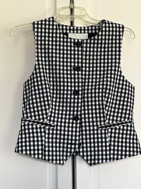 Calypso Black & White Gingham Button Vest